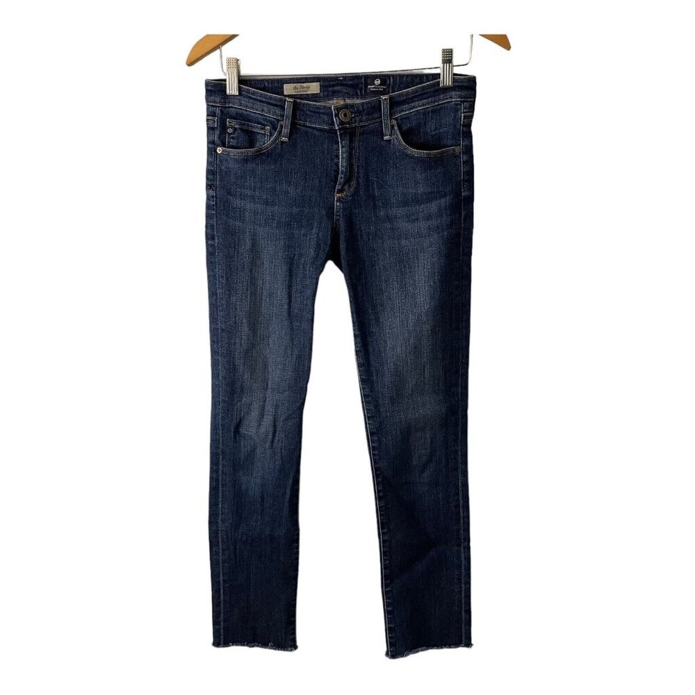 AG Adriano Goldschmied The Stevie Slim Straight Frayed Hem Jeans Size 28R
